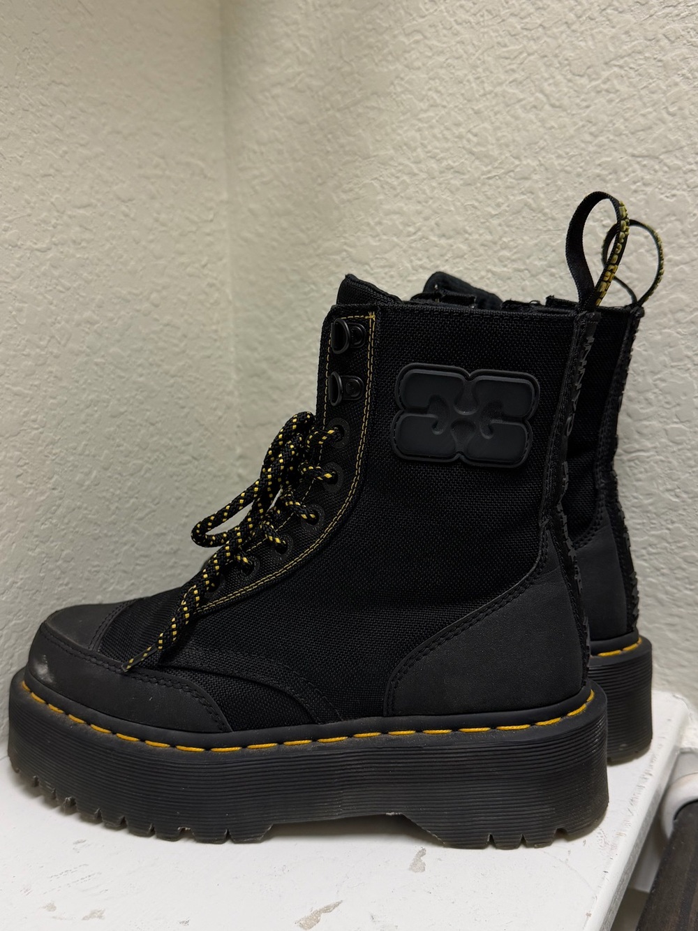 Dr Martens x Ganni Black zip up platform boots